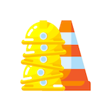 illustration de casque de chantier et d'un cône